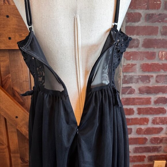 Black Lace Bustier Maxi Whimsigoth Prom Dress Sheer Overlay – Size Large NWT - Picture 6 of 9